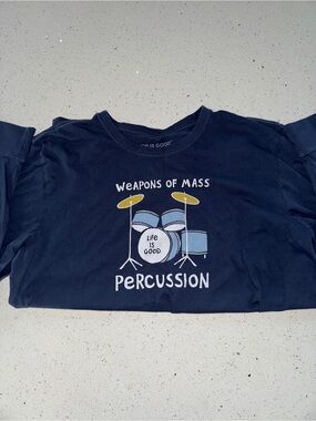 Life is Good Navy "Weapons of Mass Percussion" long sleeve Tee